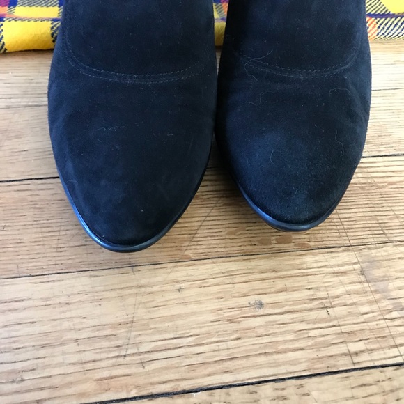 Aquatalia Black Suede Slip On Bootie Heels - Picture 2 of 7